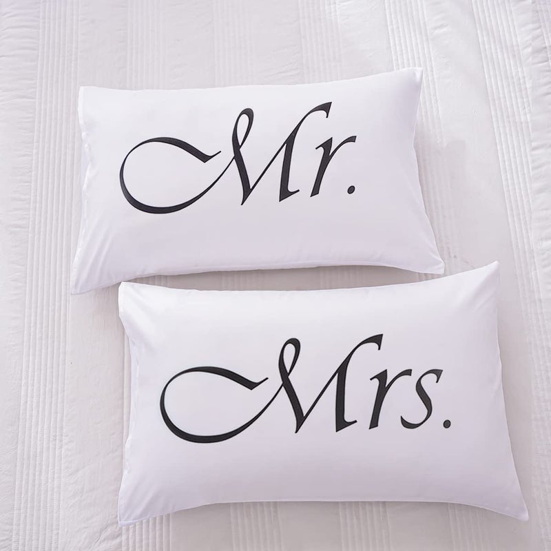 NTBED Couples Pillowcases Mr and Mrs Printed Bed Pillow Covers,Valentine's Day Anniversary Wedding Gifts Home Decoration(White, 19â€˜â€™x29â€˜â€™) - Image 3